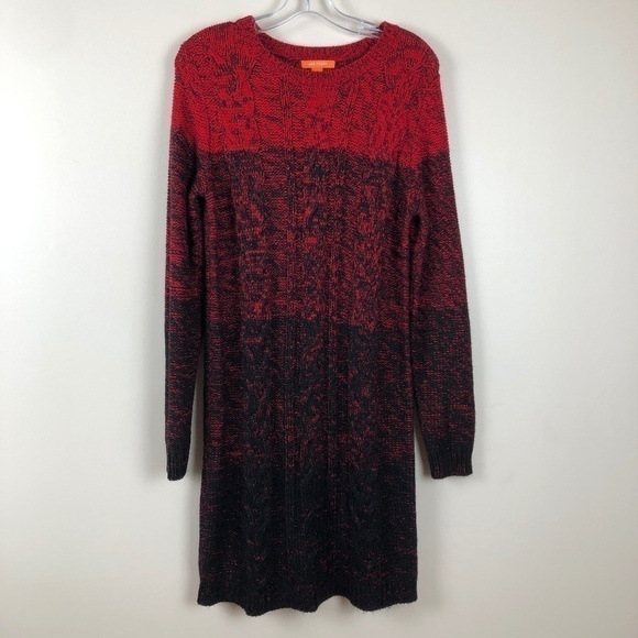 Joe Fresh Dresses & Skirts - Joe Fresh Red and black Holiday cable knit sweater dress ombre